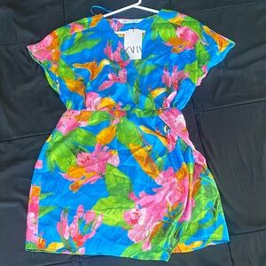 Zara Colorful Floral Wrap Dress